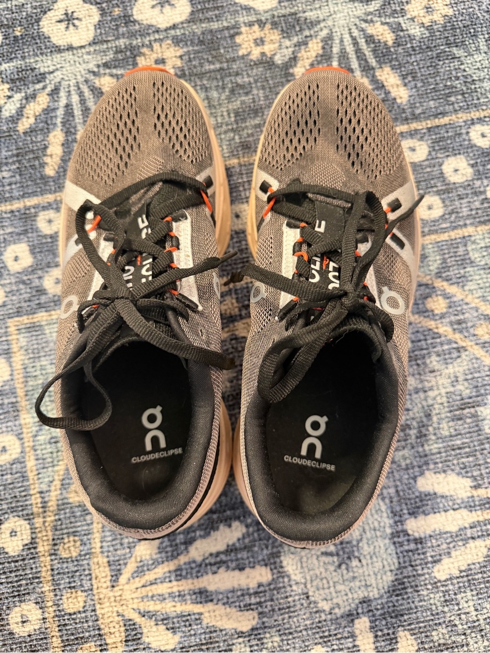 On Cloud Cloudeclipse Gray Running Sneakers with Orange Accents - Picture 6 of 6